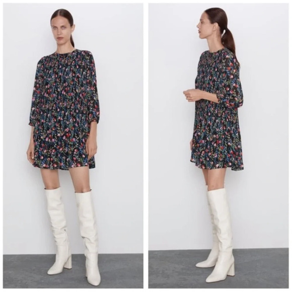 Zara Floral Printed Mini Dress - Picture 1 of 3